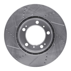 Porsche Boxster Brake Rotor (1) - Front Right - R1 Concepts - Drilled & Slotted - Silver - `97-`04
